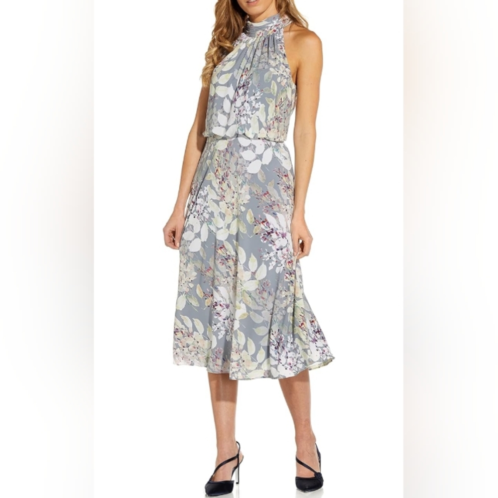 🦋Adrianna Papell Watercolor Floral Midi Dress